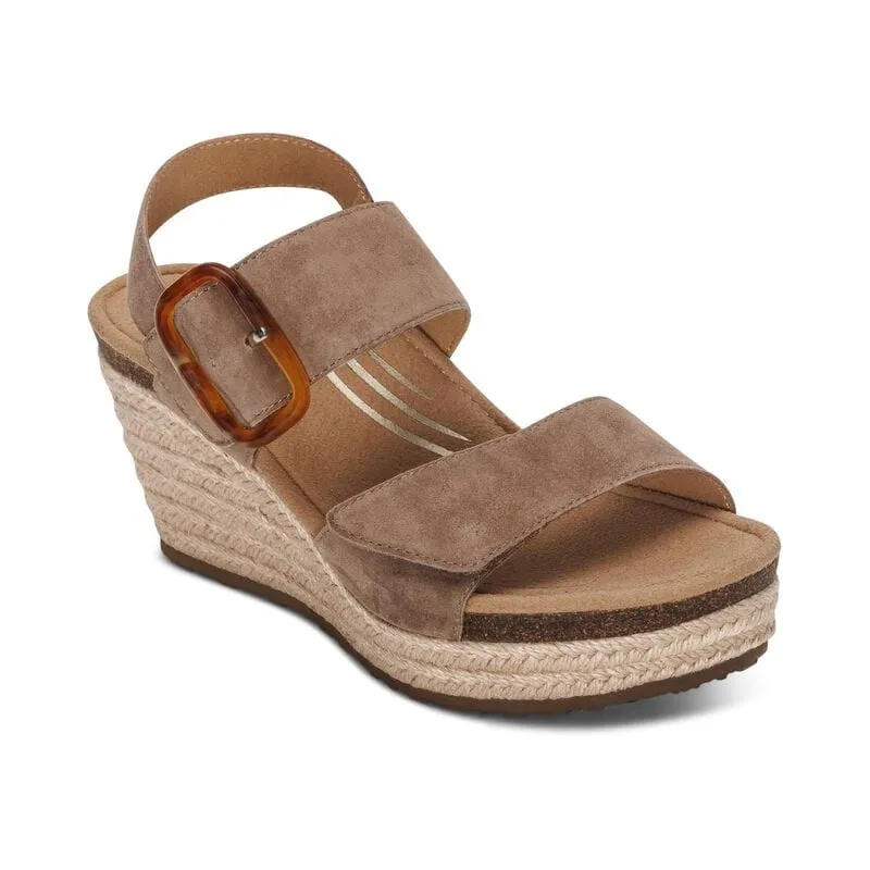 Aetrex Women's Ashley Wedge Heels- Taupe