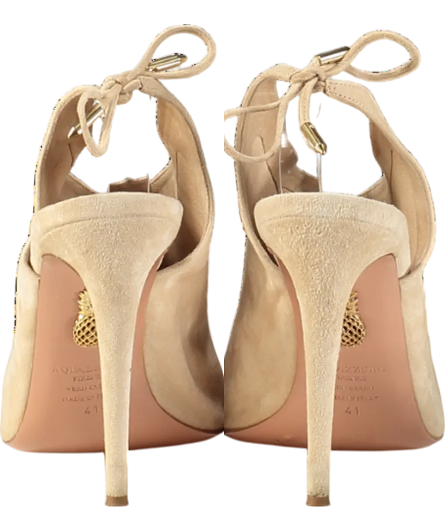 Aquazzura Ami Peep-toe High Heel Sandals In Beige Suede UK 8 EU 41 👠
