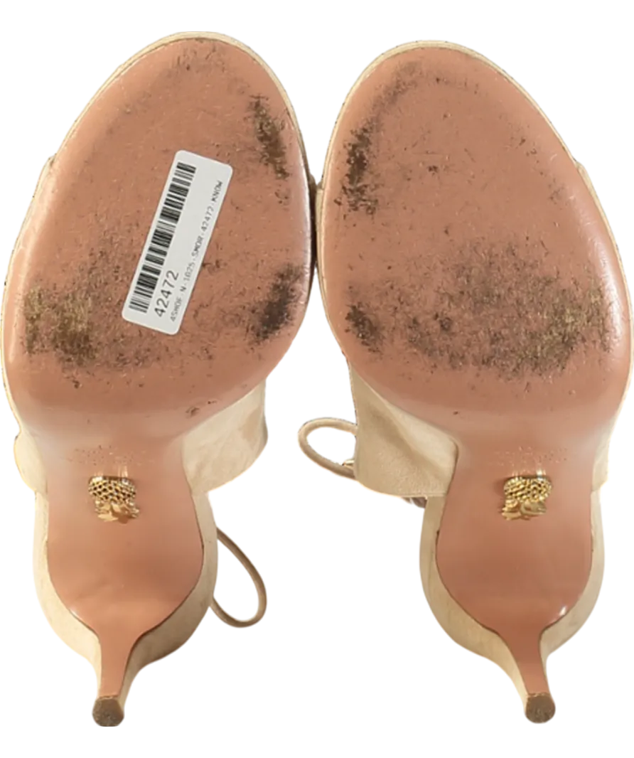 Aquazzura Ami Peep-toe High Heel Sandals In Beige Suede UK 8 EU 41 👠