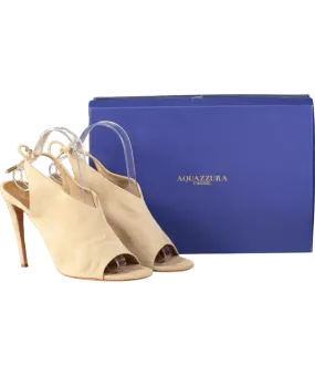 Aquazzura Ami Peep-toe High Heel Sandals In Beige Suede UK 8 EU 41 👠