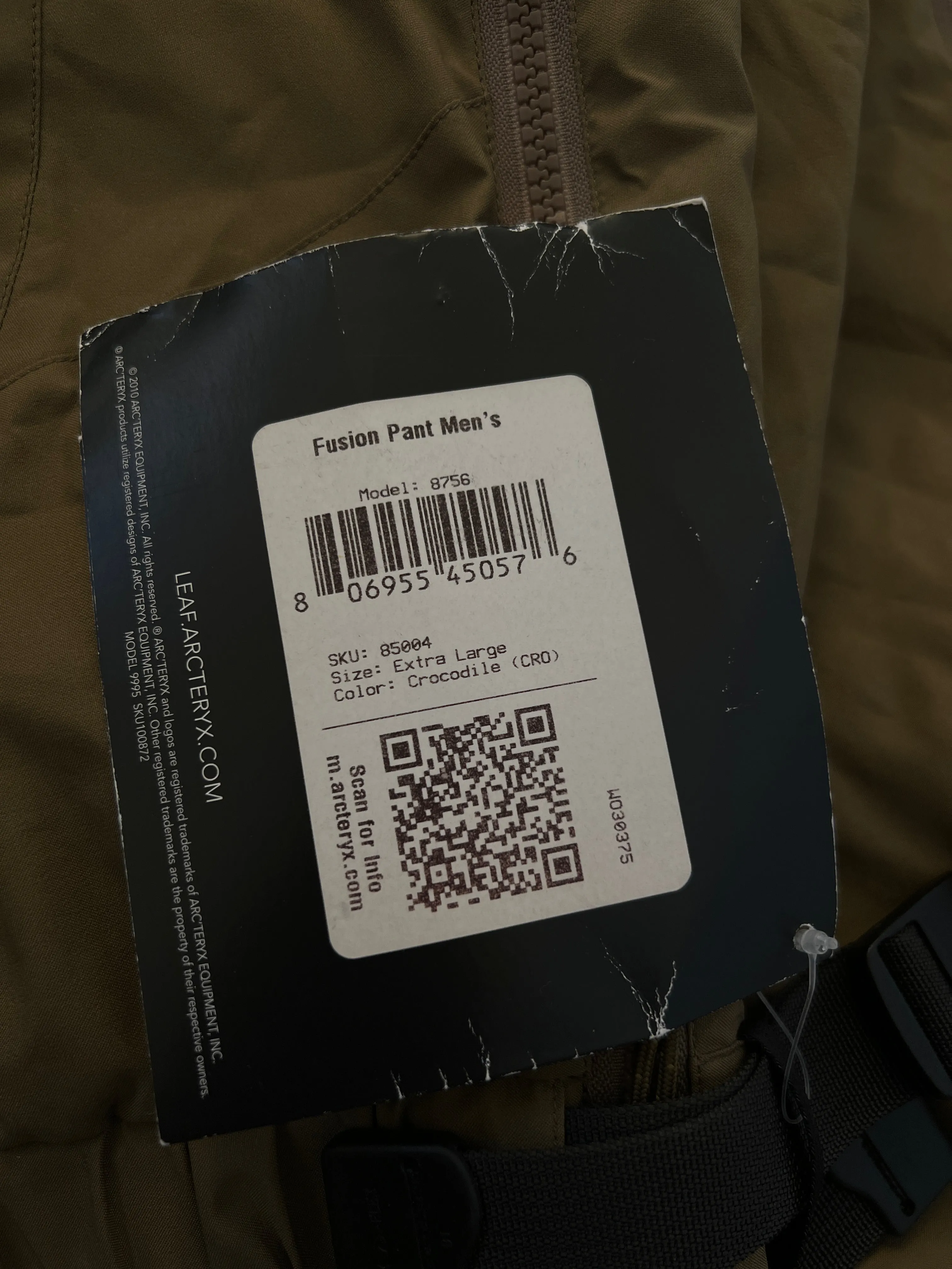 Arcteryx LEAF Fusion LT Insulated Gore-Windstopper Pants Crocodile Green - Size 36