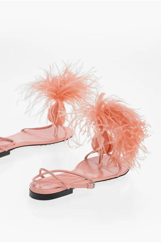 Bottega Veneta Feathered WONDERBIRD Flat Thong Sandals