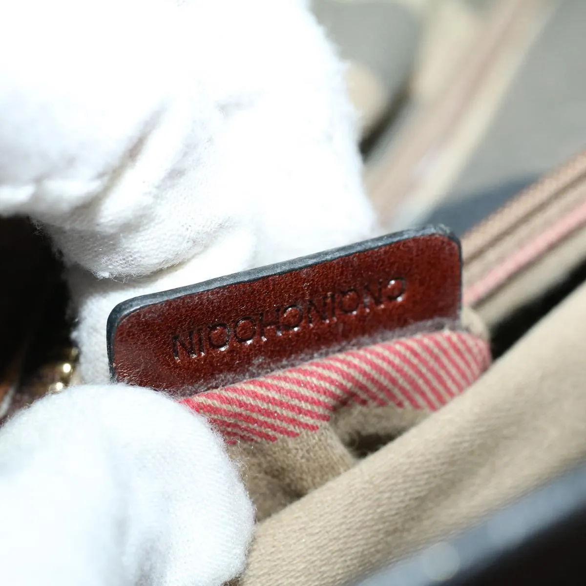 BURBERRY Hand Bag Coated Canvas Gold Tone  ti1222