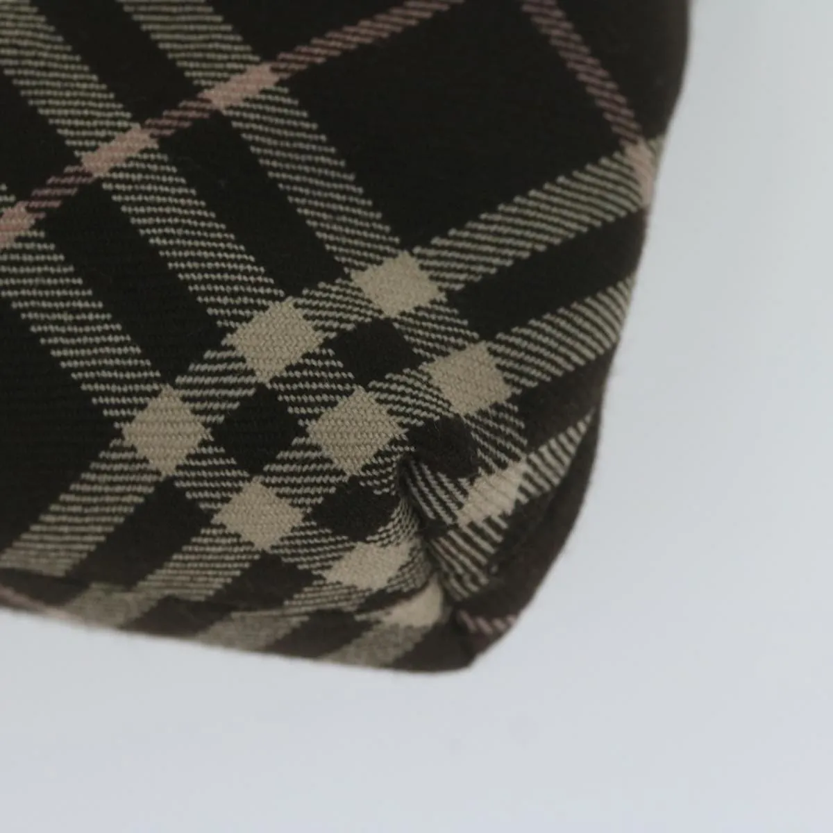 BURBERRY Nova Check Blue Label Chain Hand Bag Canvas Brown  61800