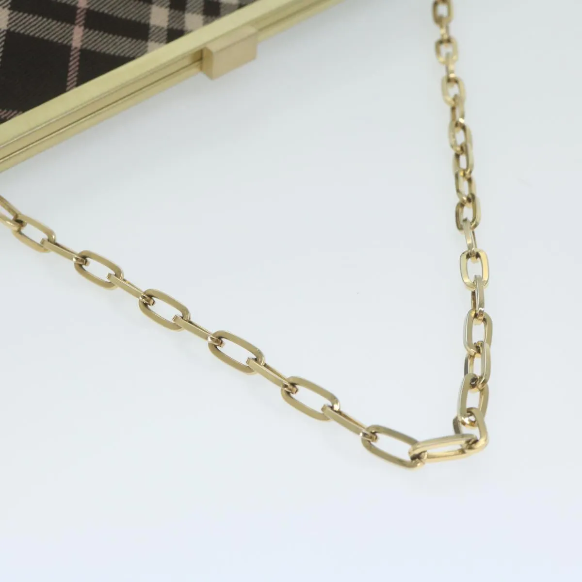 BURBERRY Nova Check Blue Label Chain Hand Bag Canvas Brown  61800