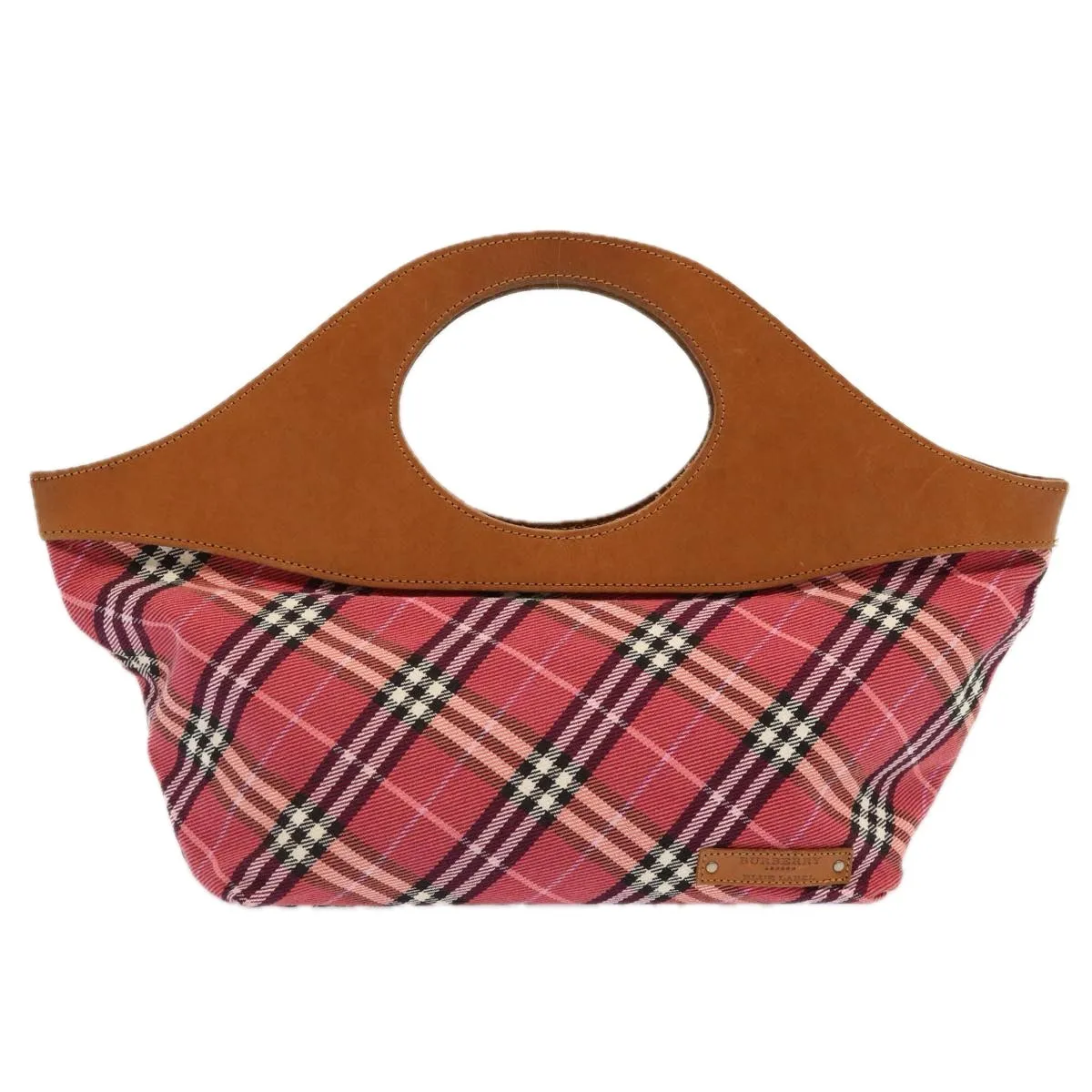 BURBERRY Nova Check Blue Label Hand Bag Canvas Red  71302