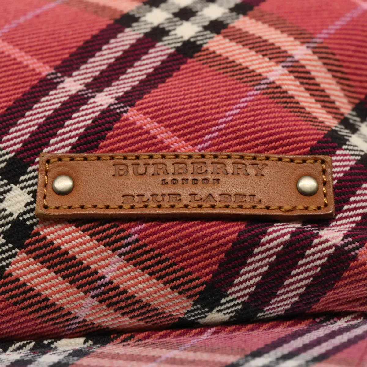 BURBERRY Nova Check Blue Label Hand Bag Canvas Red  71302