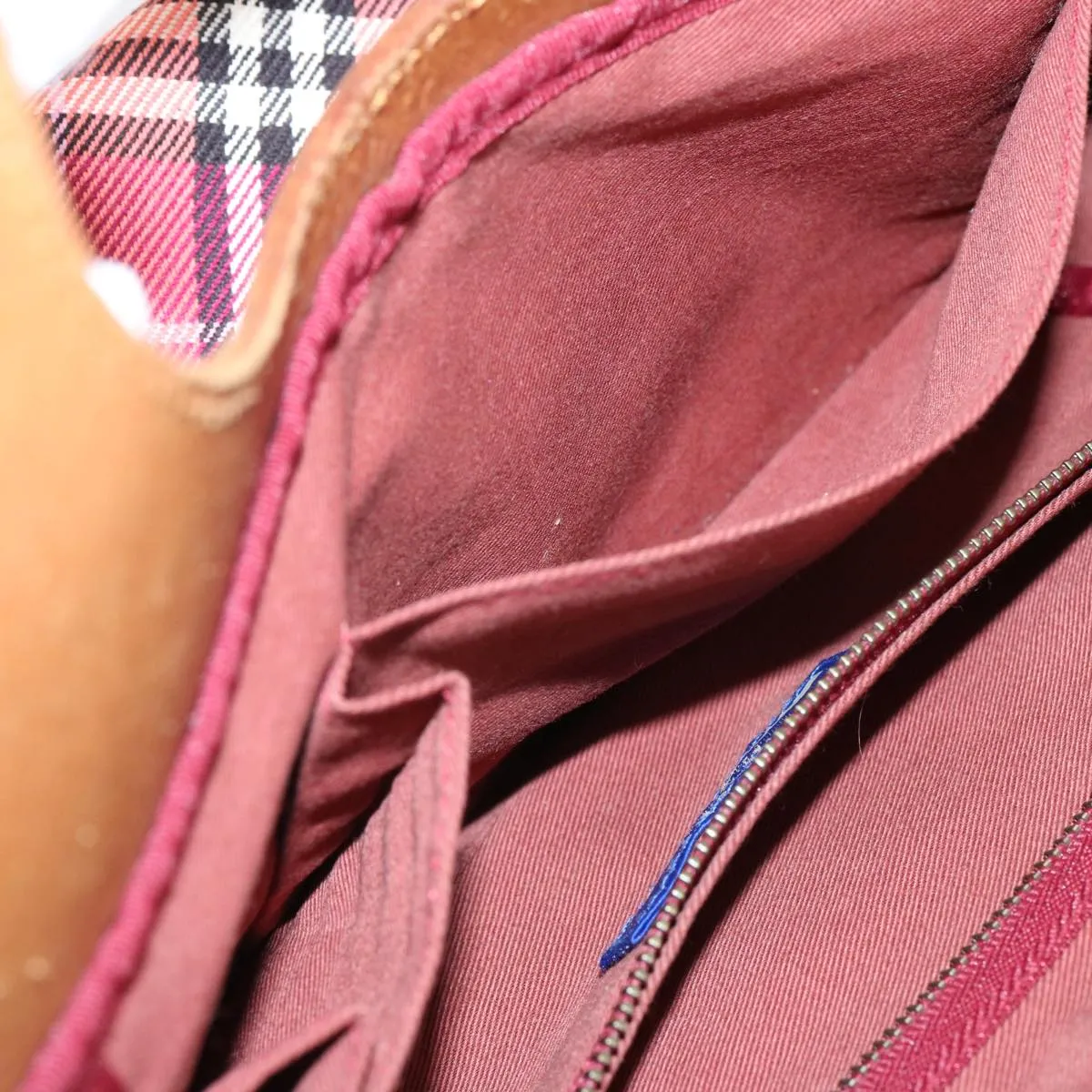 BURBERRY Nova Check Blue Label Hand Bag Canvas Red  71302