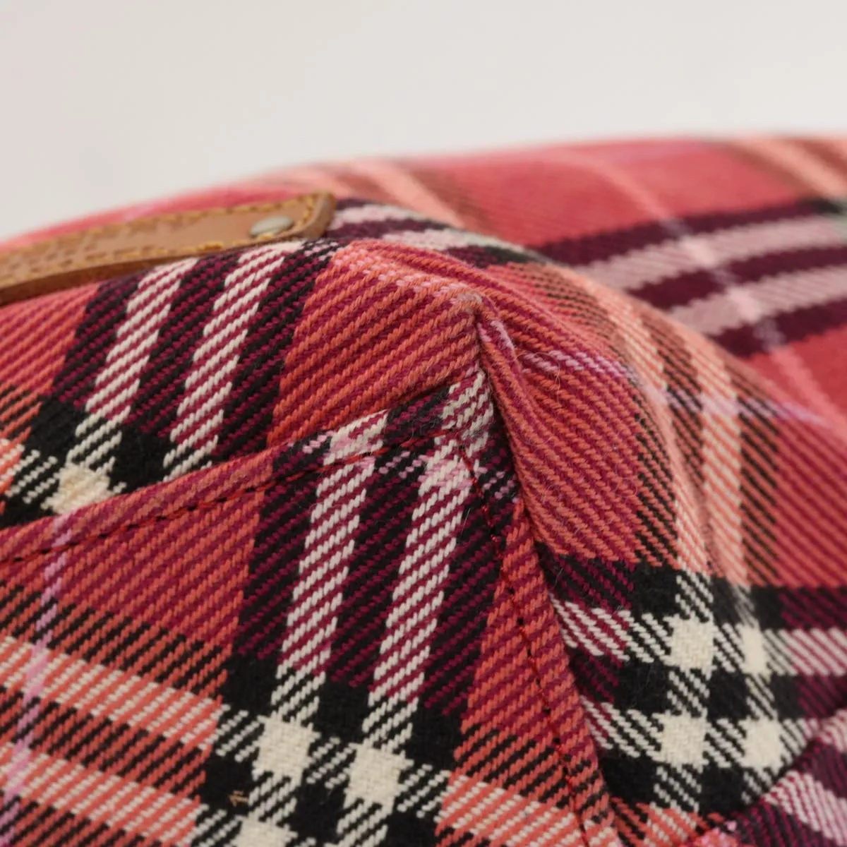 BURBERRY Nova Check Blue Label Hand Bag Canvas Red  71302