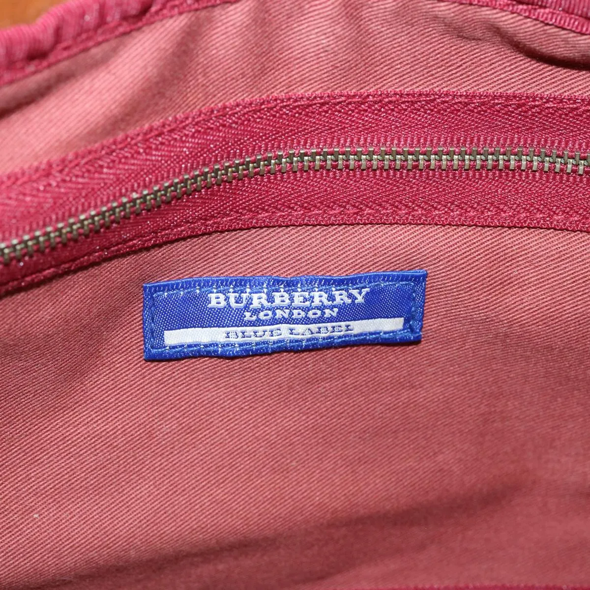 BURBERRY Nova Check Blue Label Hand Bag Canvas Red  71302