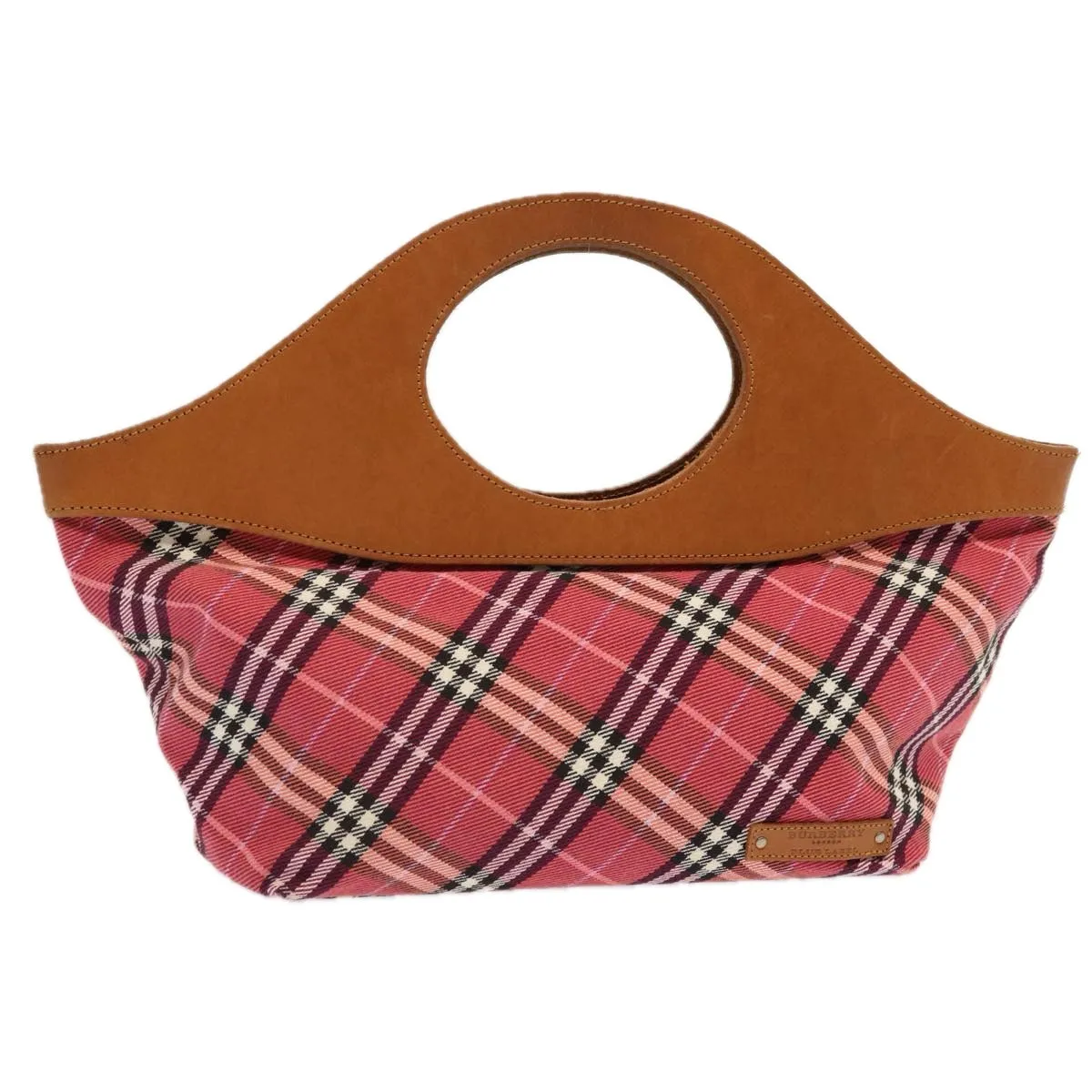 BURBERRY Nova Check Blue Label Hand Bag Canvas Red  71302