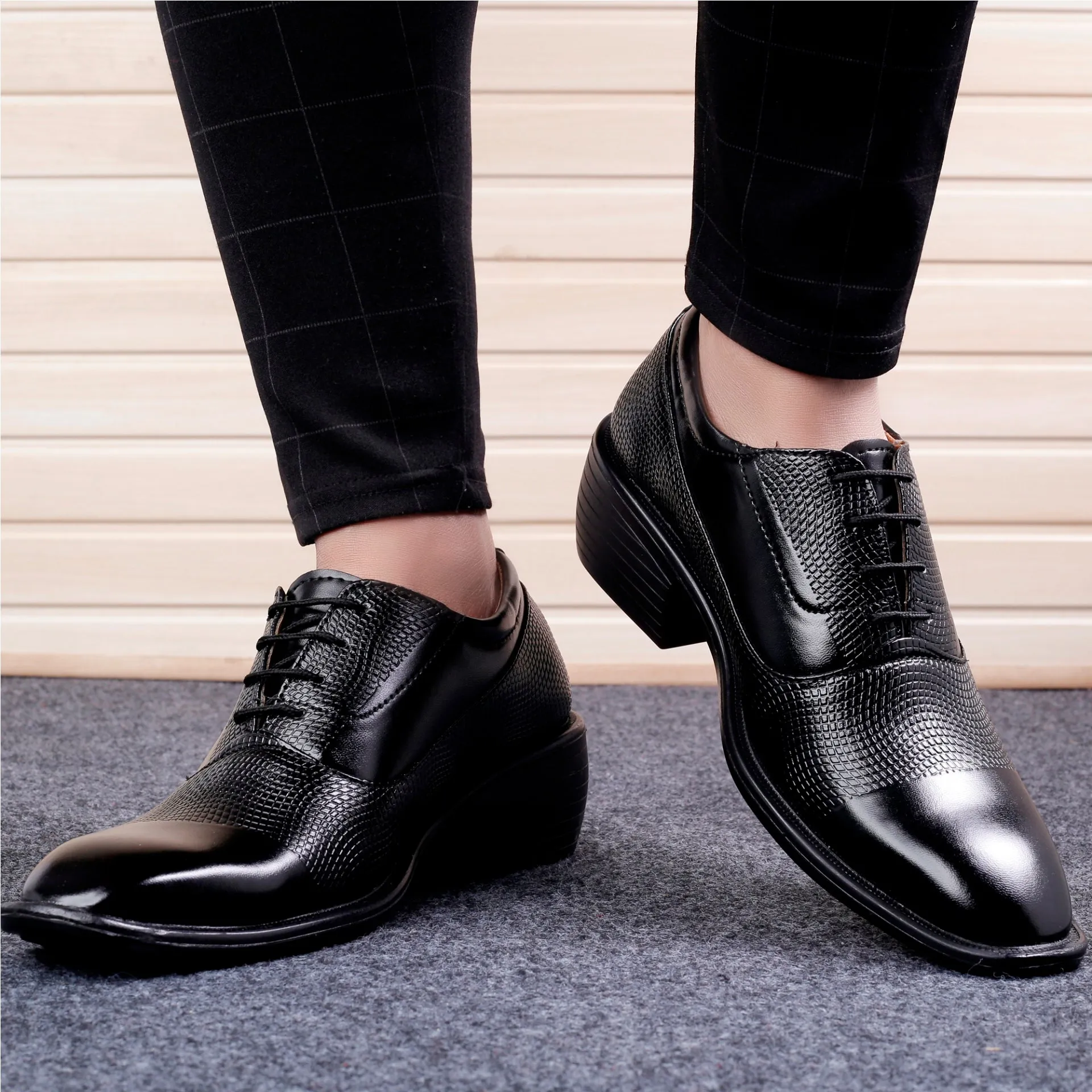 Bxxy's Faux Leather Party Wear Lace-up Shoes for Men