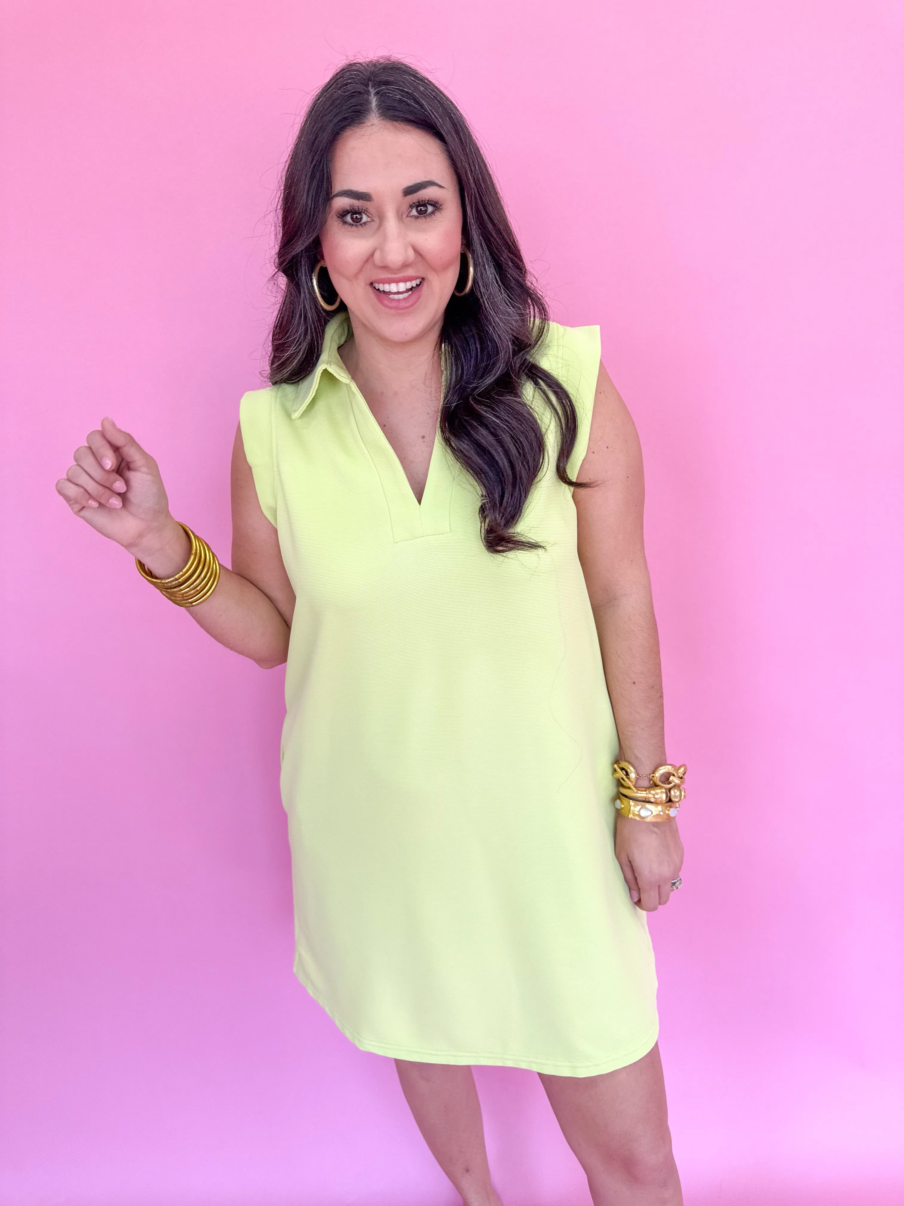 Carefree Confidence Dress - Lime