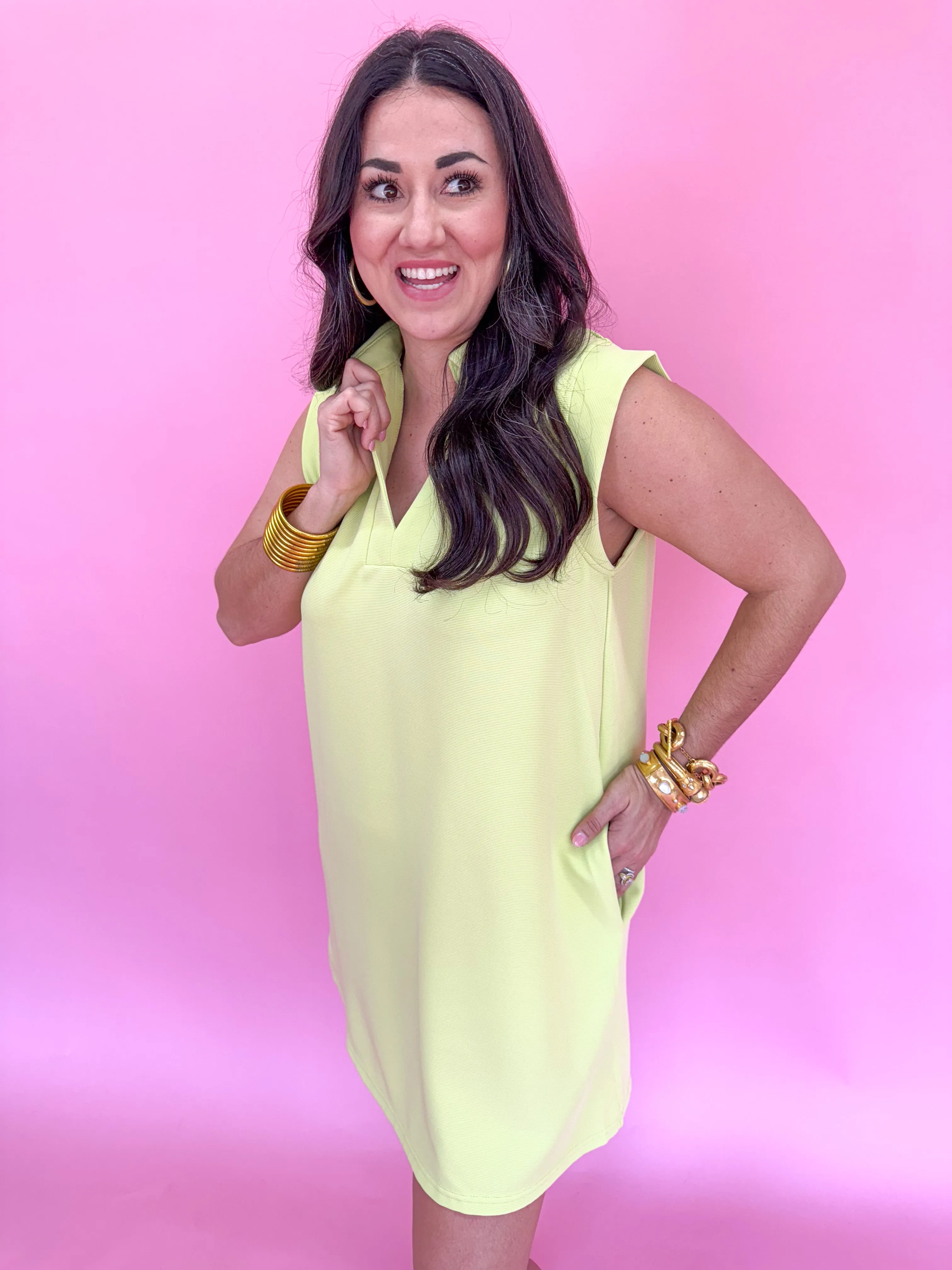 Carefree Confidence Dress - Lime