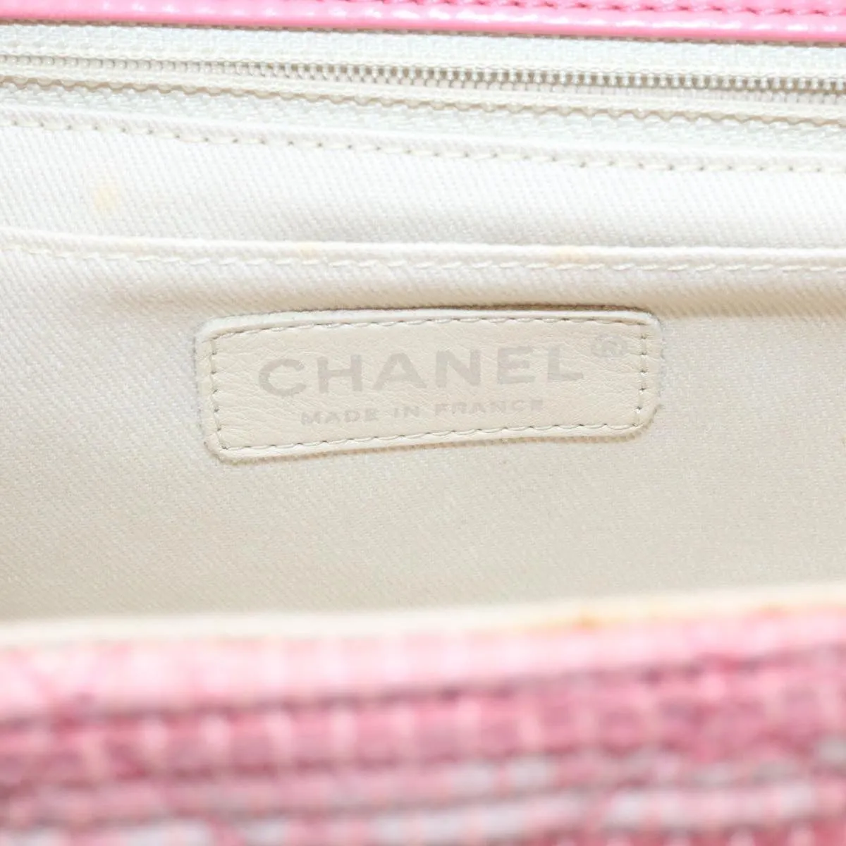 CHANEL Chain New Shoulder Bag Turn Lock Canvas Pink CC Auth bs334A