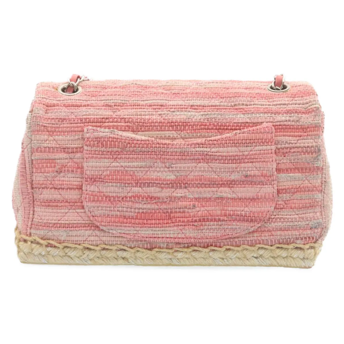 CHANEL Chain New Shoulder Bag Turn Lock Canvas Pink CC Auth bs334A
