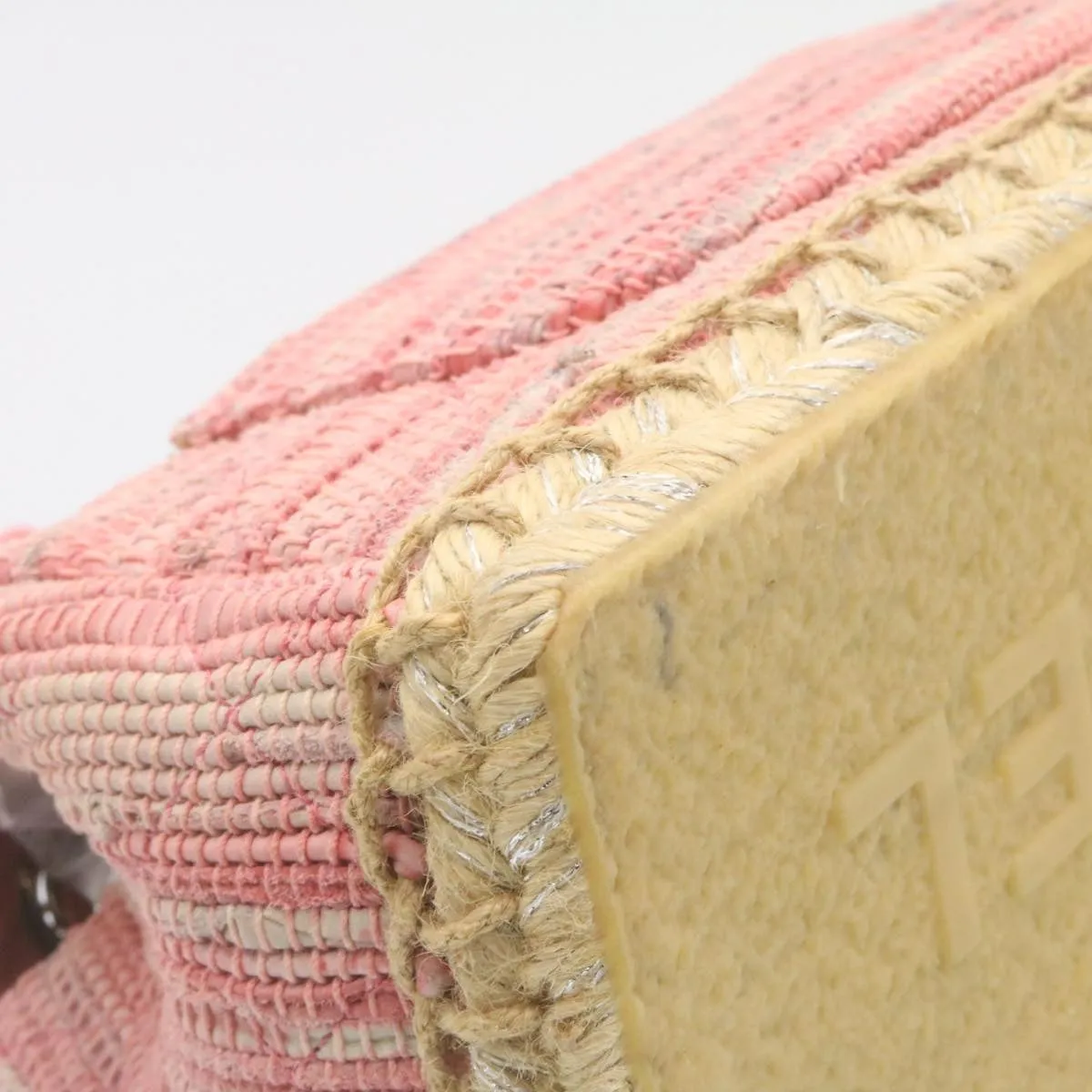 CHANEL Chain New Shoulder Bag Turn Lock Canvas Pink CC Auth bs334A