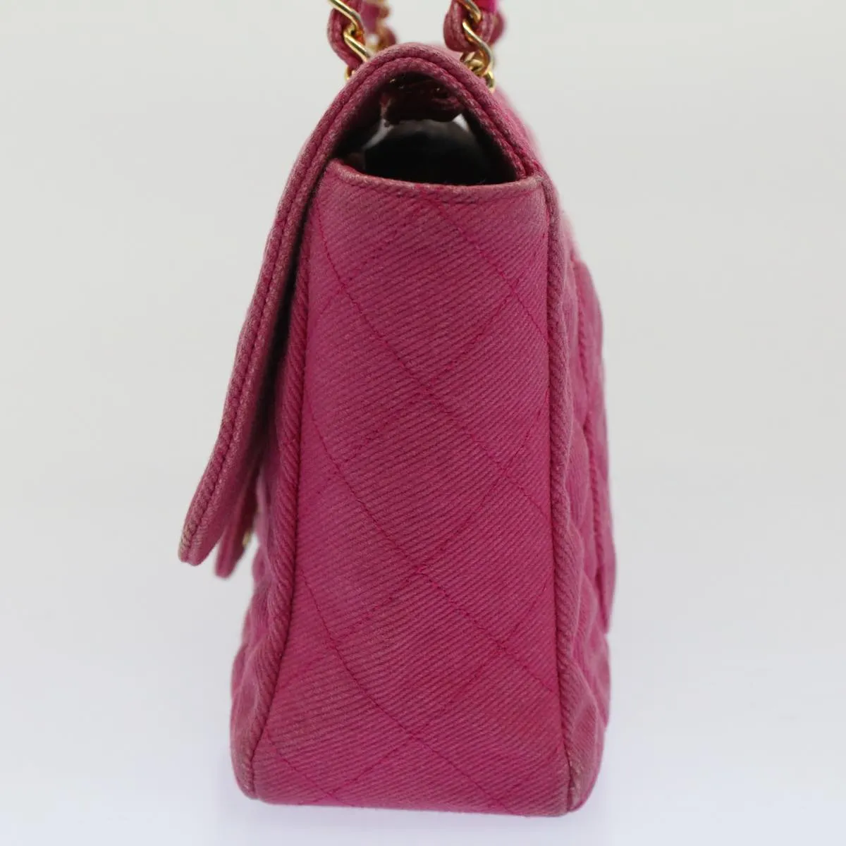 CHANEL Matelasse 25 Chain New Shoulder Bag Canvas Pink CC Auth 51276A
