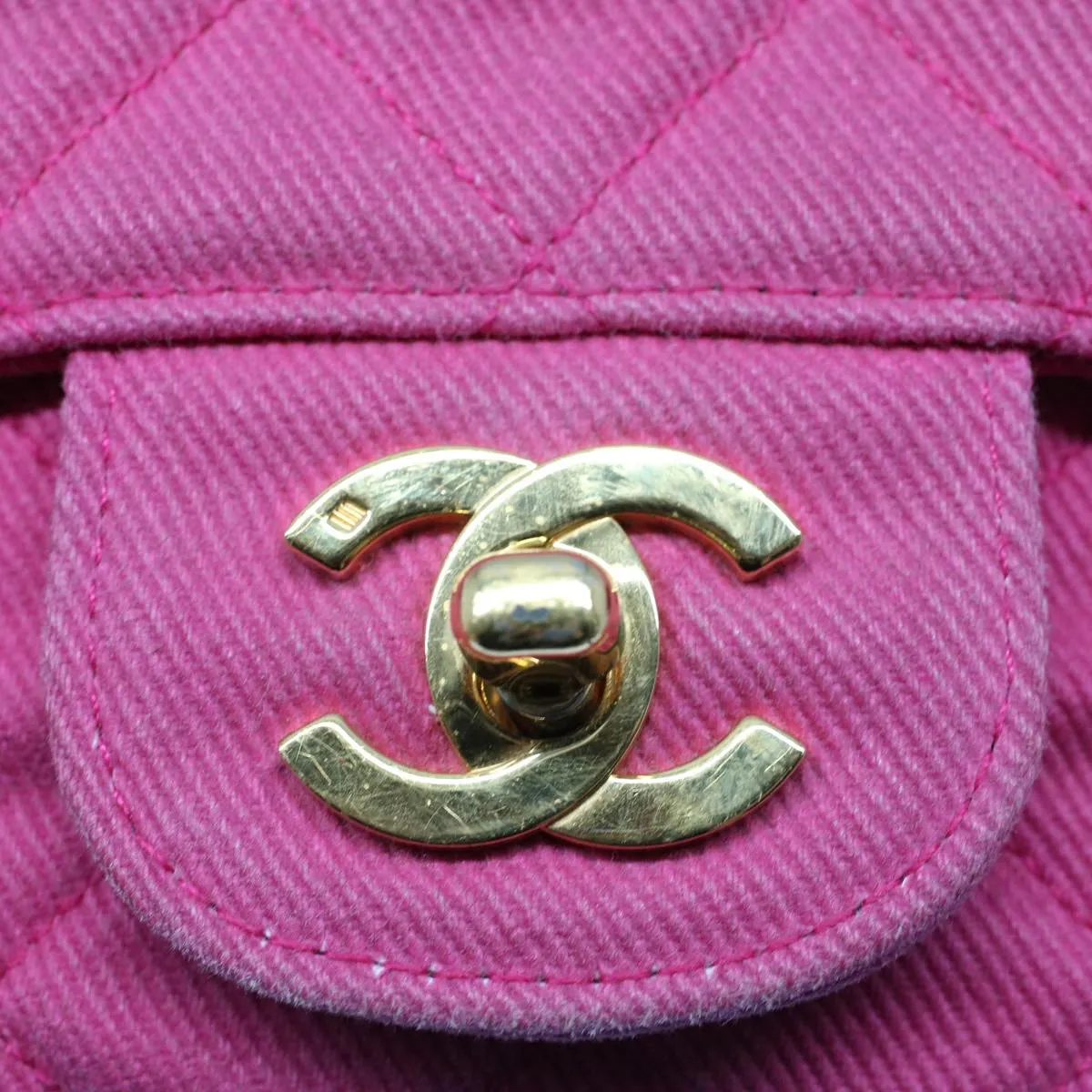 CHANEL Matelasse 25 Chain New Shoulder Bag Canvas Pink CC Auth 51276A