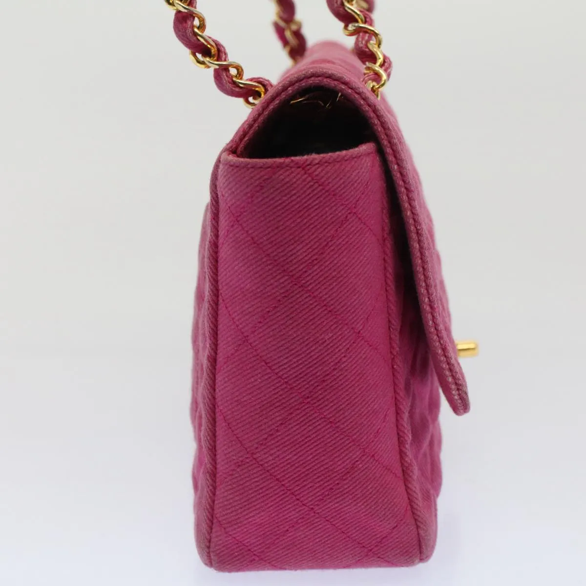 CHANEL Matelasse 25 Chain New Shoulder Bag Canvas Pink CC Auth 51276A