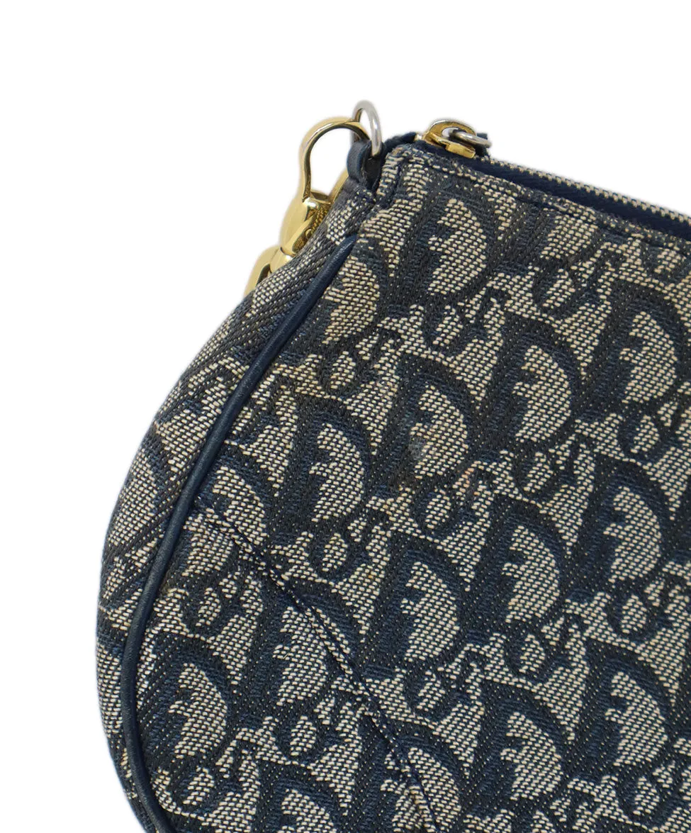 Christian Dior Blue Monogram Shoulder Bag