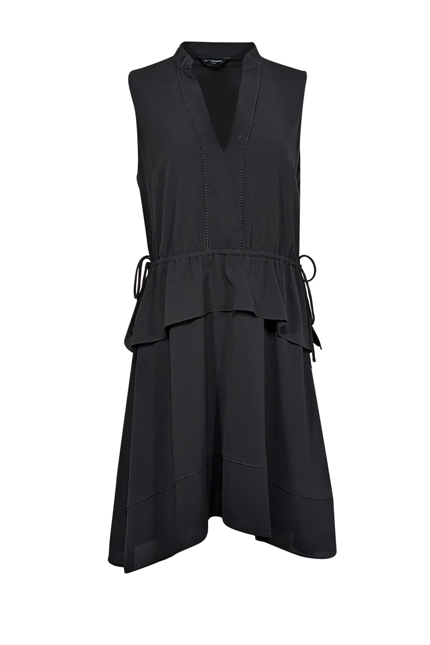 Club Monaco - Black Sleeveless V-Neckline Drawstring Waist Dress Sz 12