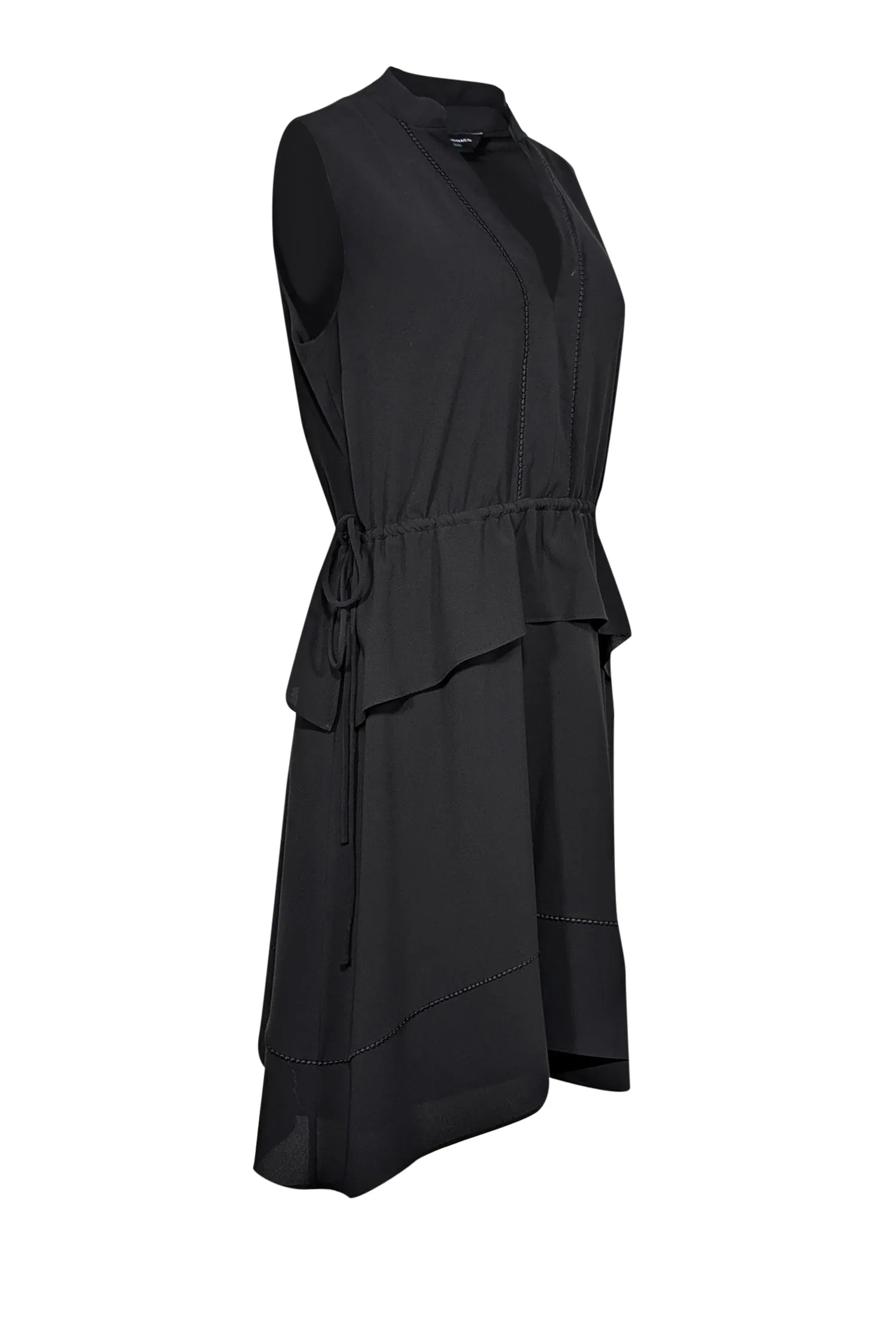 Club Monaco - Black Sleeveless V-Neckline Drawstring Waist Dress Sz 12