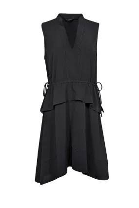 Club Monaco - Black Sleeveless V-Neckline Drawstring Waist Dress Sz 12