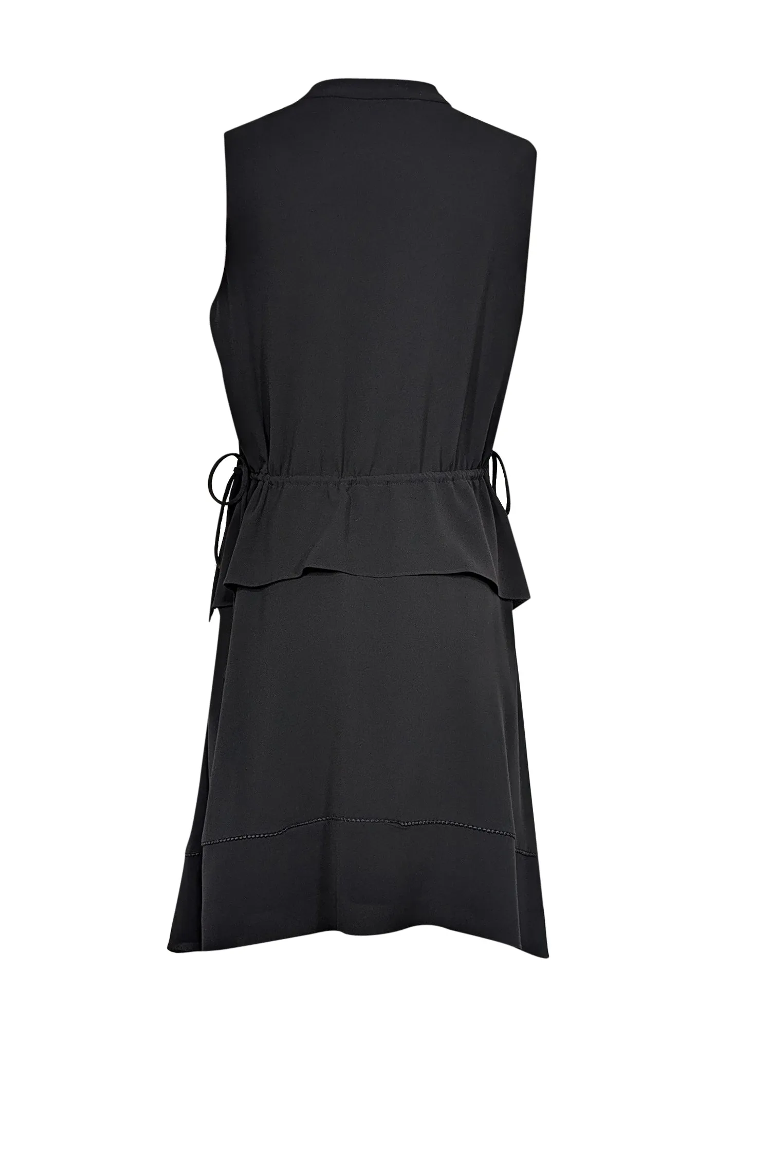Club Monaco - Black Sleeveless V-Neckline Drawstring Waist Dress Sz 12