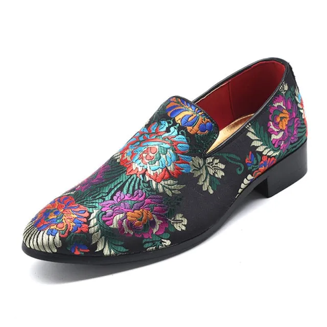 Embroidered Men Moccasins  Dress Shoes