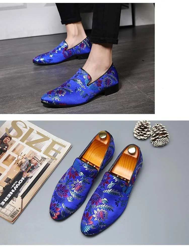 Embroidered Men Moccasins  Dress Shoes