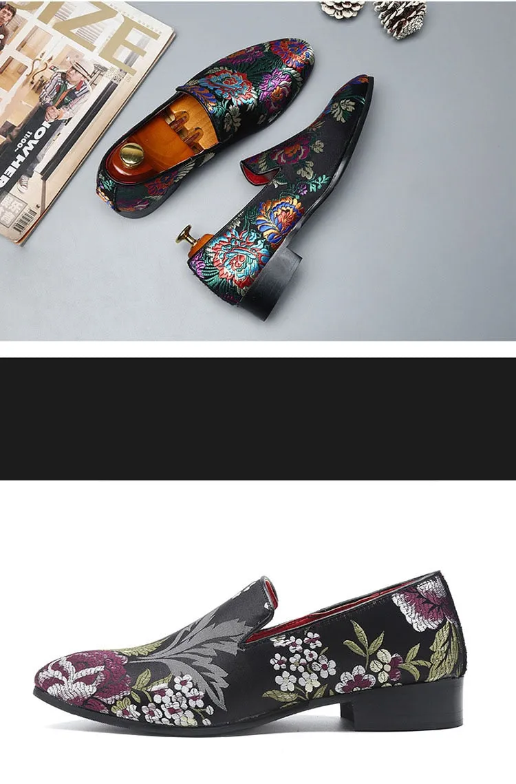 Embroidered Men Moccasins  Dress Shoes