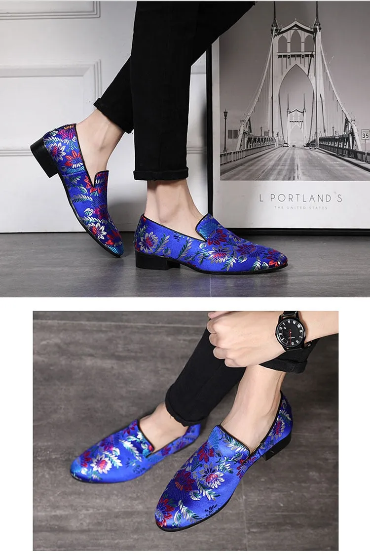 Embroidered Men Moccasins  Dress Shoes