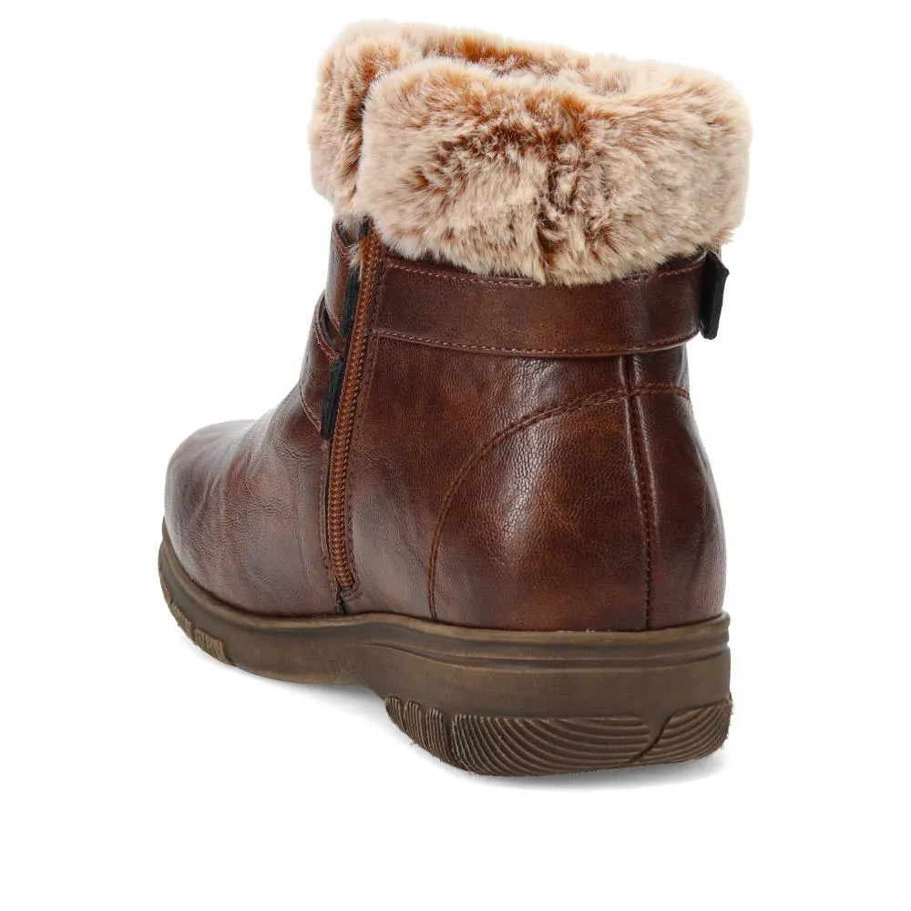 Extra-Wide Faux-Fur Cuff Ankle Boots - BELL / 326 119