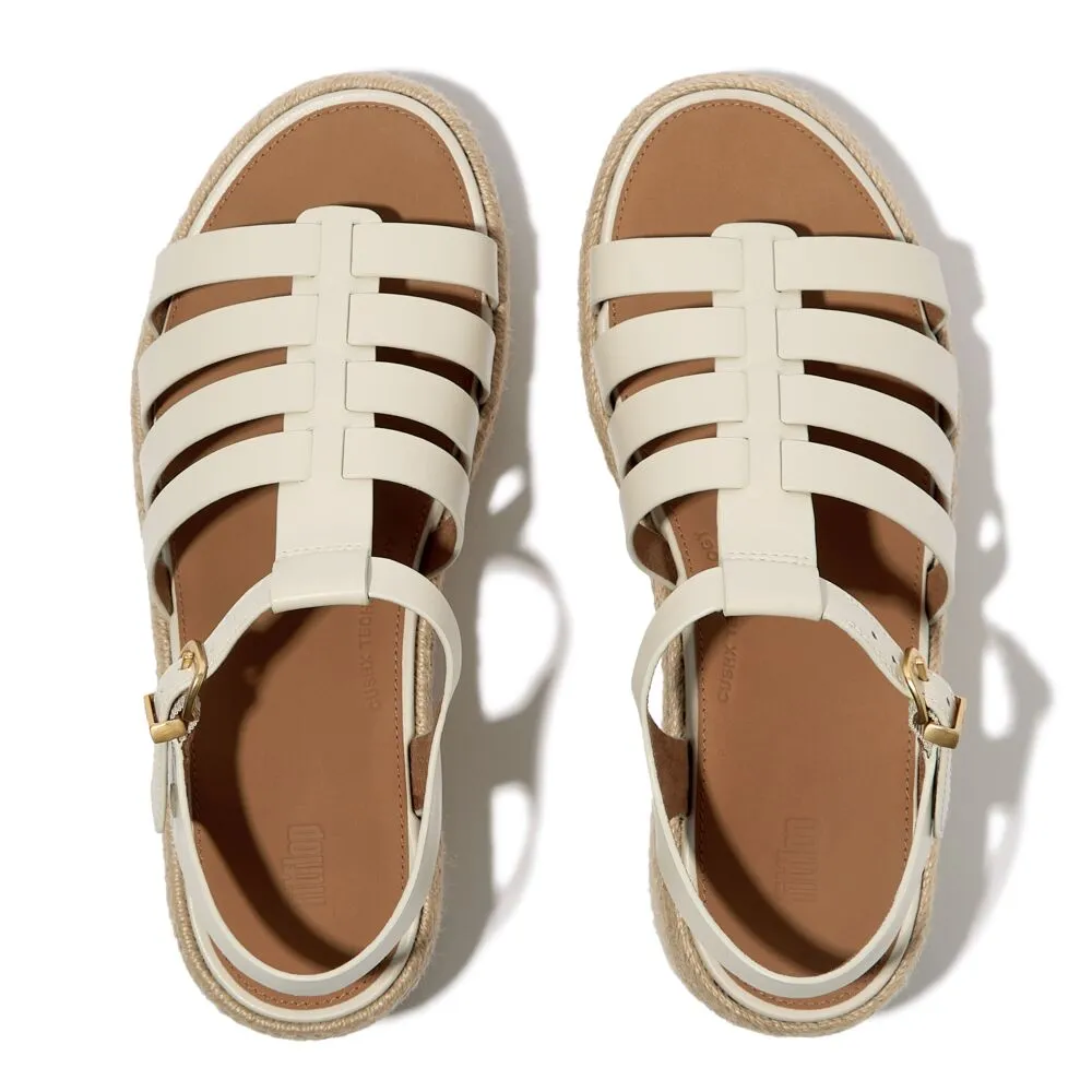 FitFlop Platform Espadrille Leather Wedge Fisherman Sandals - Paris Beige