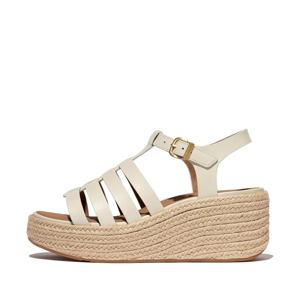 FitFlop Platform Espadrille Leather Wedge Fisherman Sandals - Paris Beige