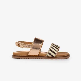 Girl's Zebra Magnesium Leather Sandals