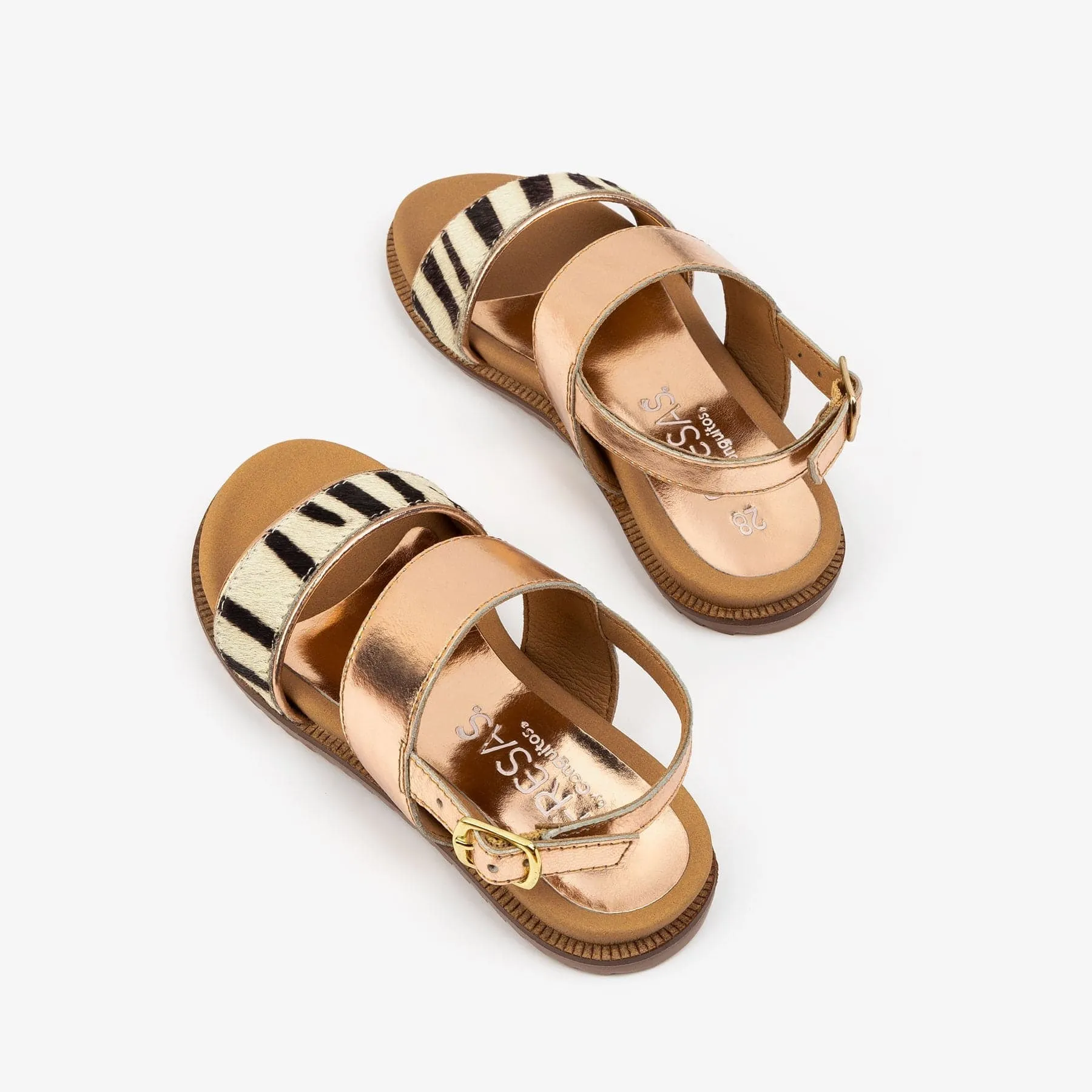 Girl's Zebra Magnesium Leather Sandals