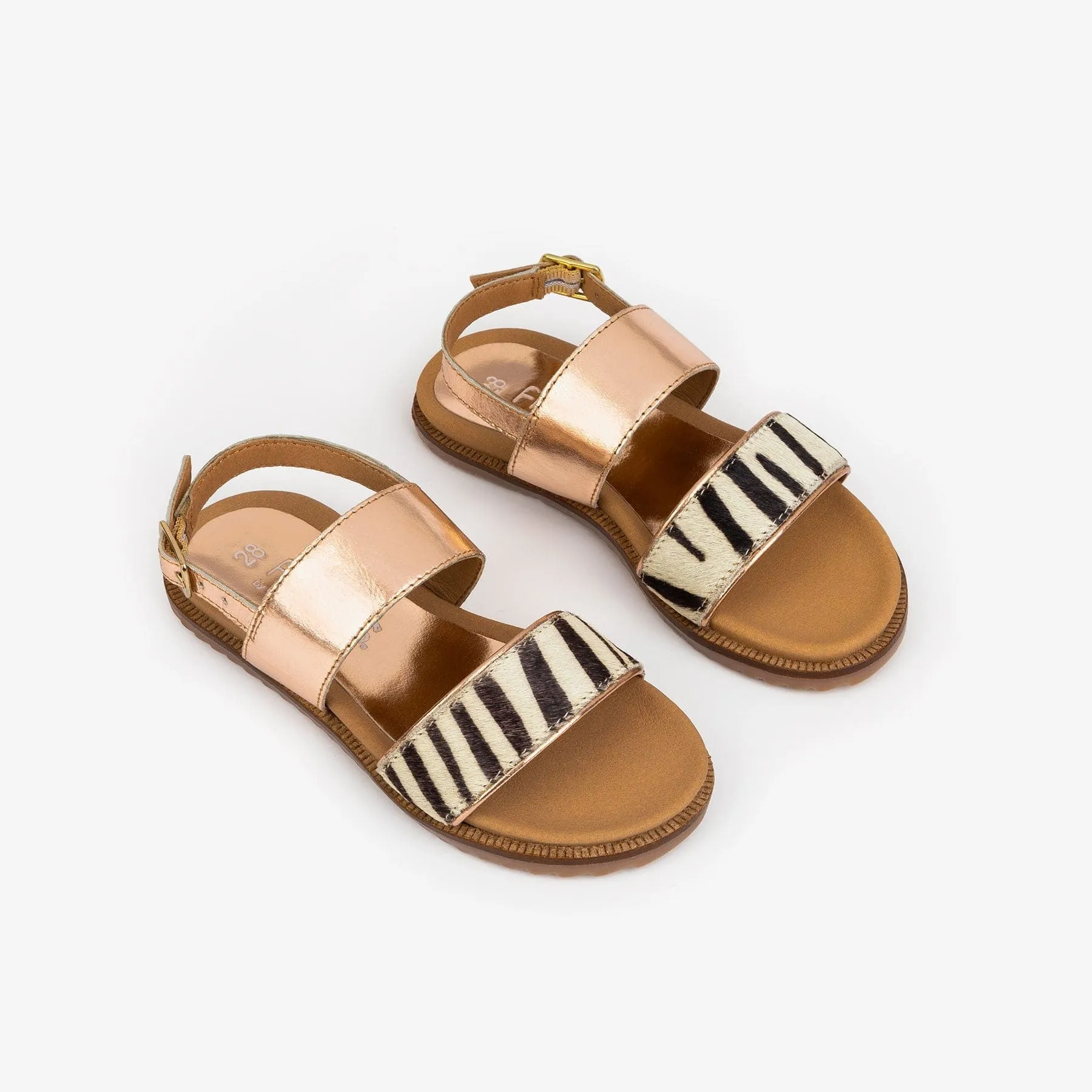 Girl's Zebra Magnesium Leather Sandals