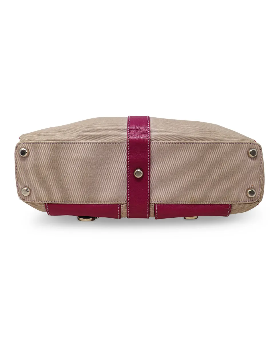Marc Jacobs Beige Canvas & Pink Leather Tote