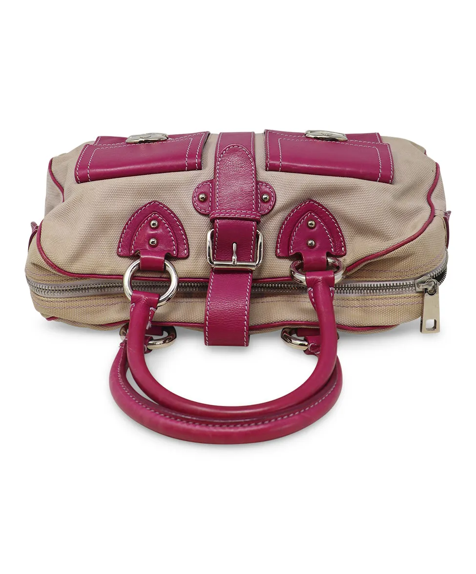 Marc Jacobs Beige Canvas & Pink Leather Tote
