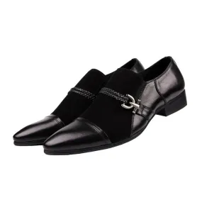 Men Suede Loafers Shoes With Anchor Leather Buckle Strap Detail