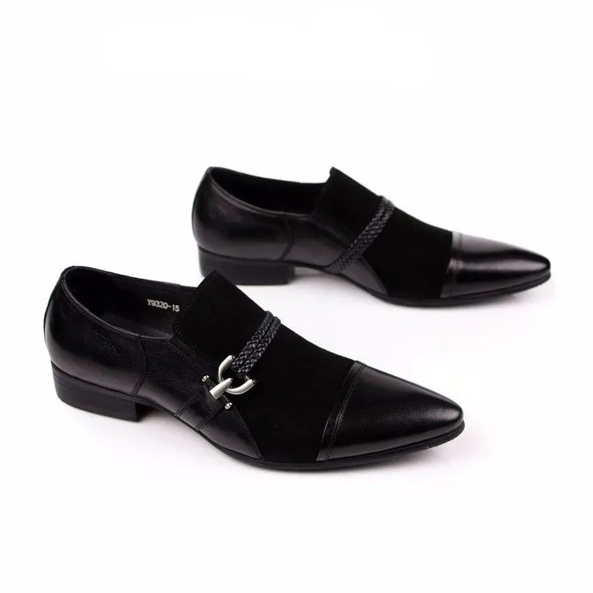 Men Suede Loafers Shoes With Anchor Leather Buckle Strap Detail