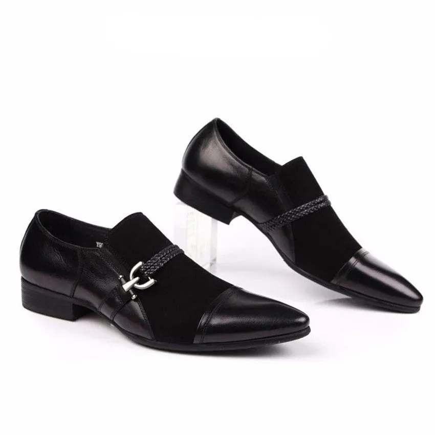 Men Suede Loafers Shoes With Anchor Leather Buckle Strap Detail