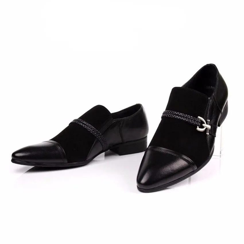 Men Suede Loafers Shoes With Anchor Leather Buckle Strap Detail