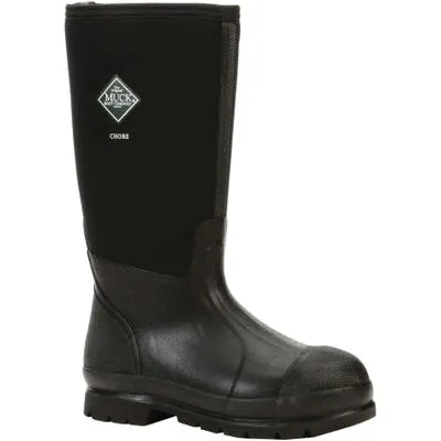Muck Boot Company® CHH000A M 100 Men's Chore Tall Work Boots, 10, M, Black, Soft, Triple Rubber Toe, Neoprene Upper