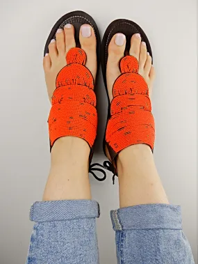 Orange Sandals Leather