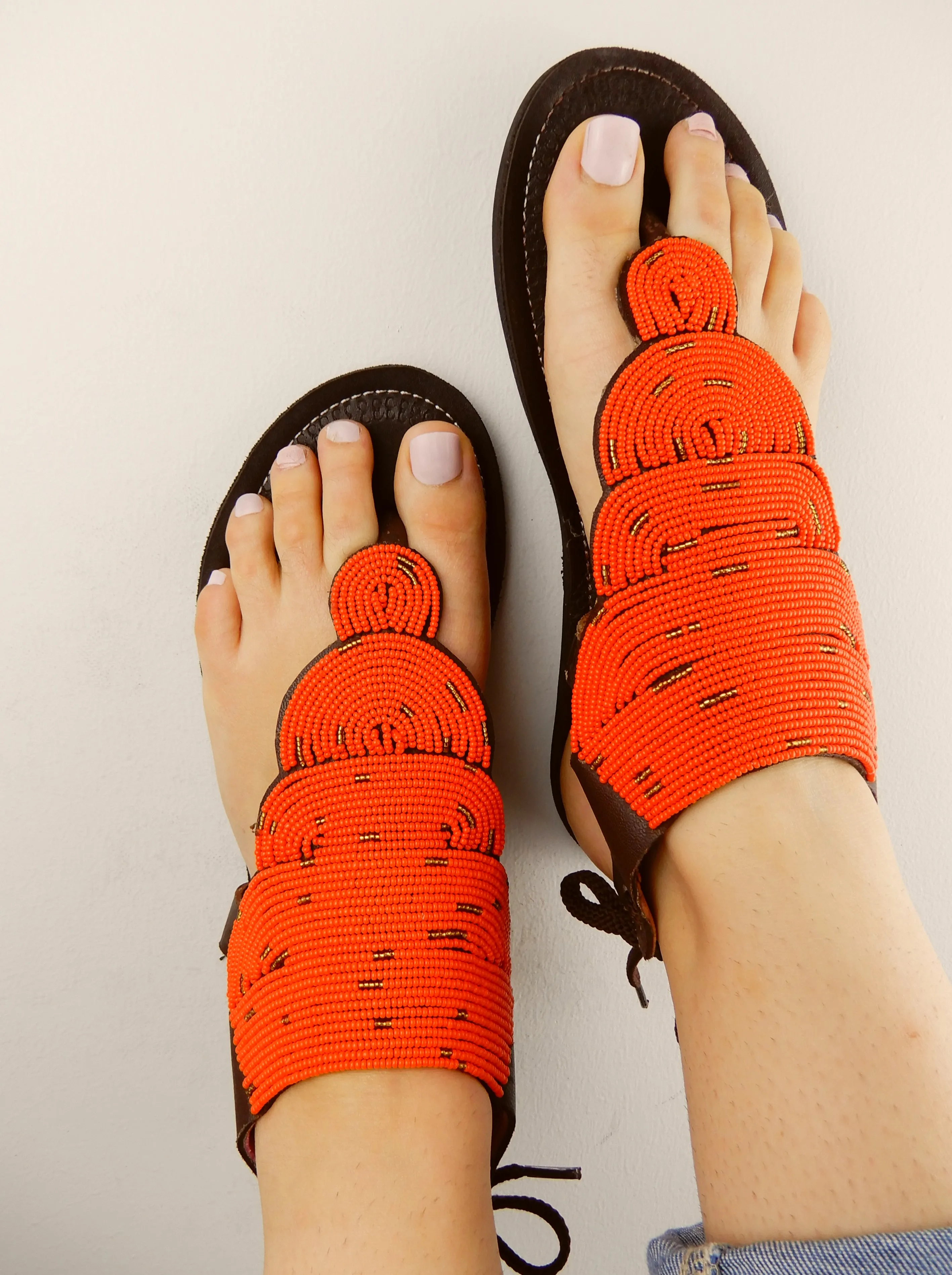 Orange Sandals Leather