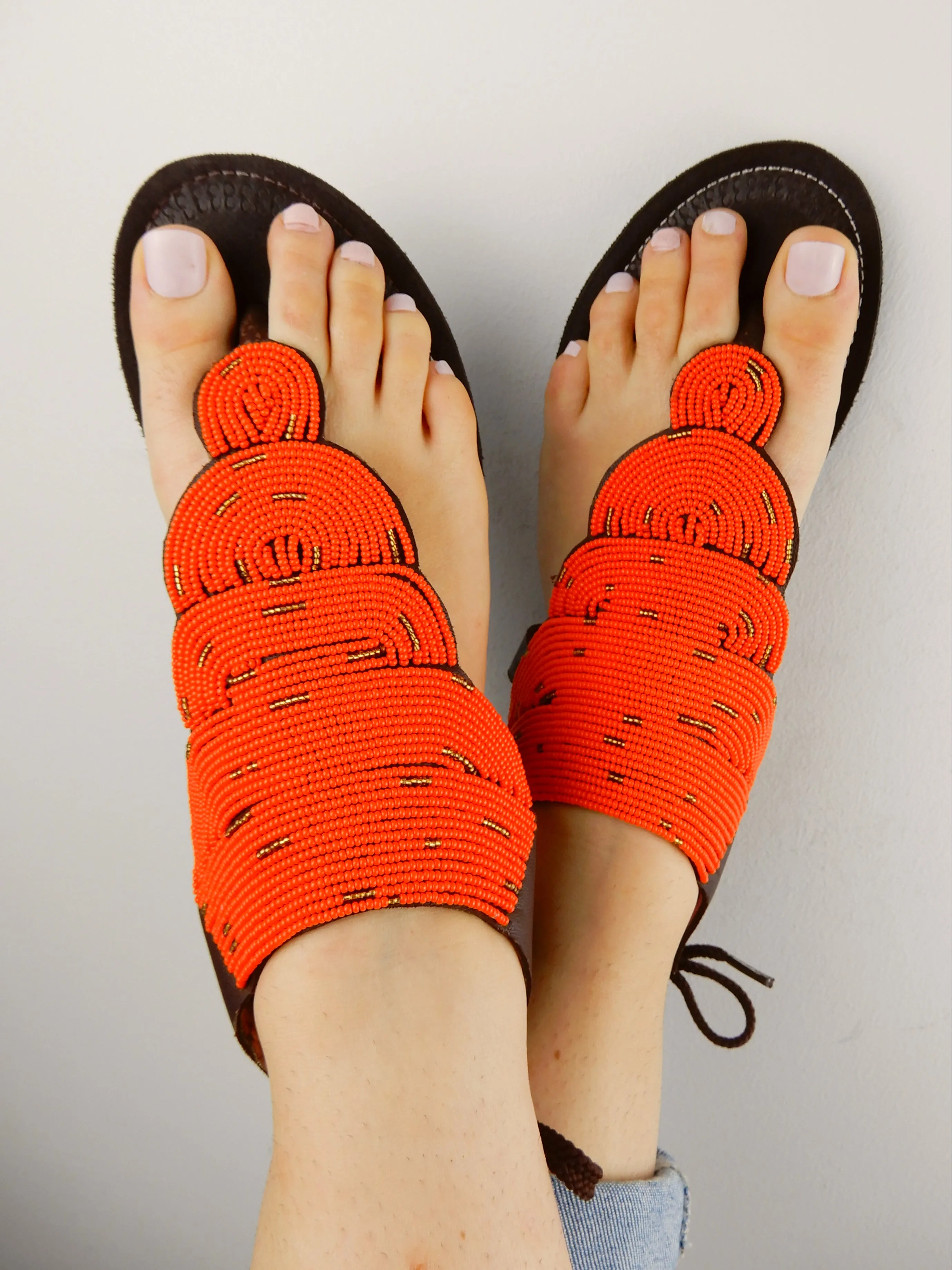 Orange Sandals Leather