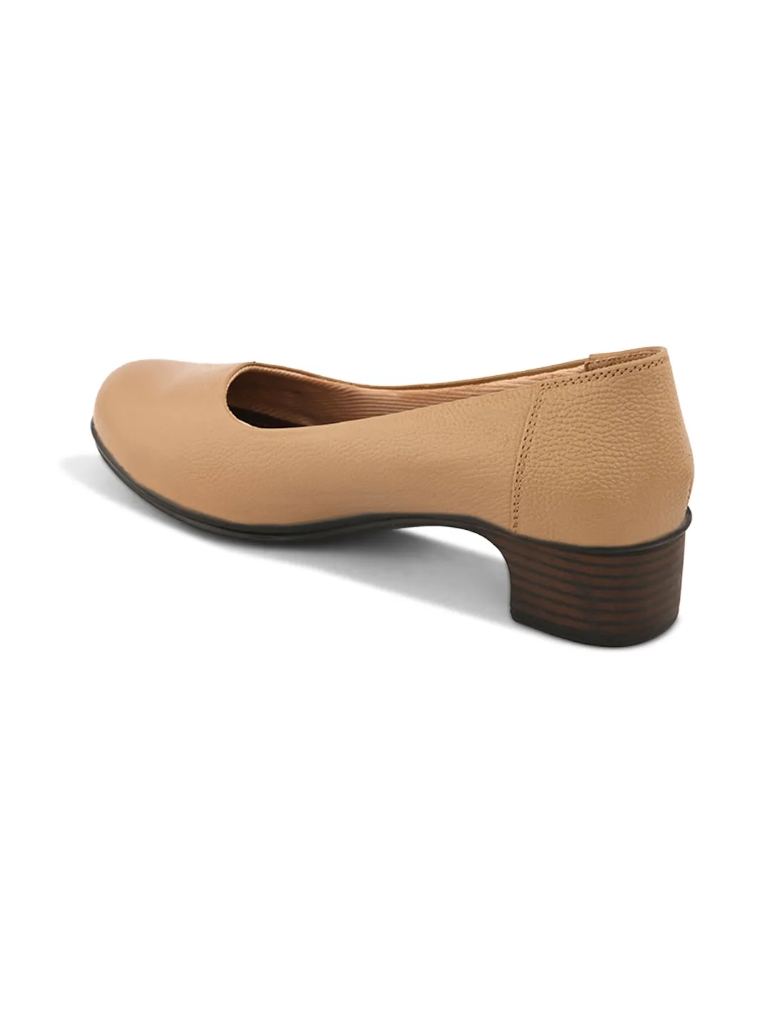 Pelle Albero Women Beige Leather Office Block Heel Ballerina